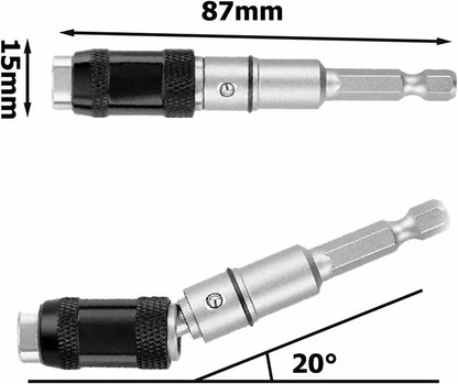 2PCS Magnetic Pivot Drill Bit Holder Steel Impact Pivoting Swivel Screw Drill Bits