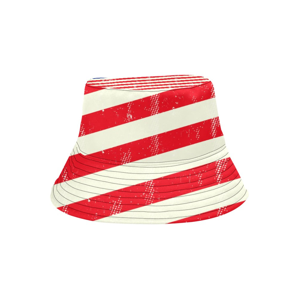 Men's American Flag Bucket Hat - Chino Cotton Twill, Patriotic Summer Accessory