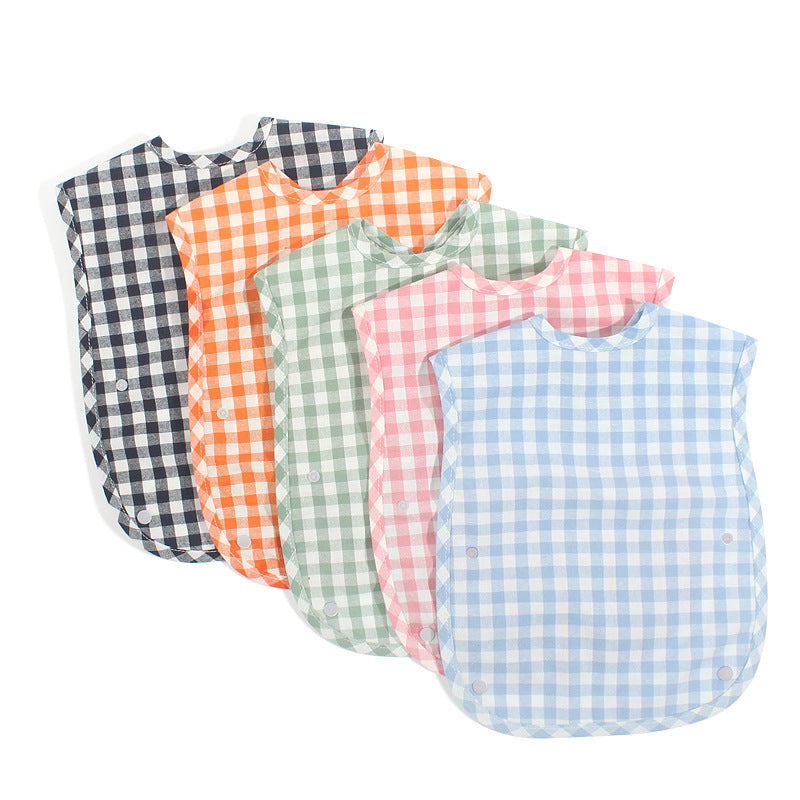 Plaid Waterproof Cotton Bib for Infants and Kids