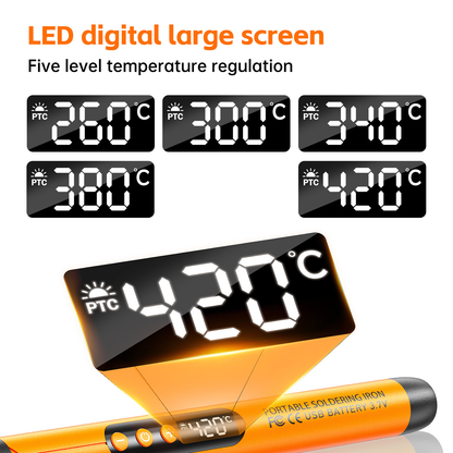 Cordless Usb Rechargeable Soldering Iron 5 Level Temperature Control
