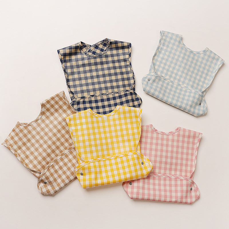Plaid Waterproof Cotton Bib for Infants and Kids