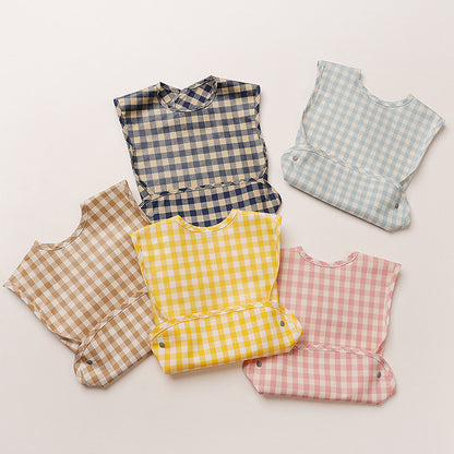 Plaid Waterproof Cotton Bib for Infants and Kids