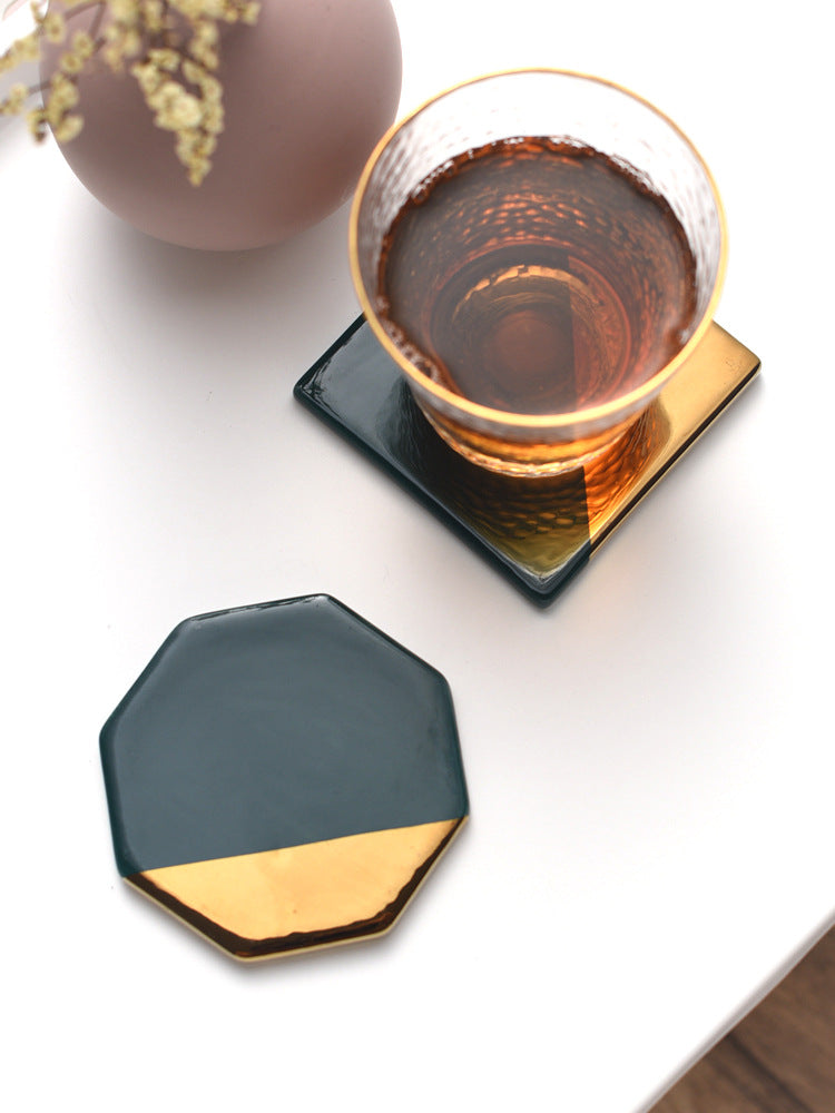 Green Ceramic Coasters (Set of 4)