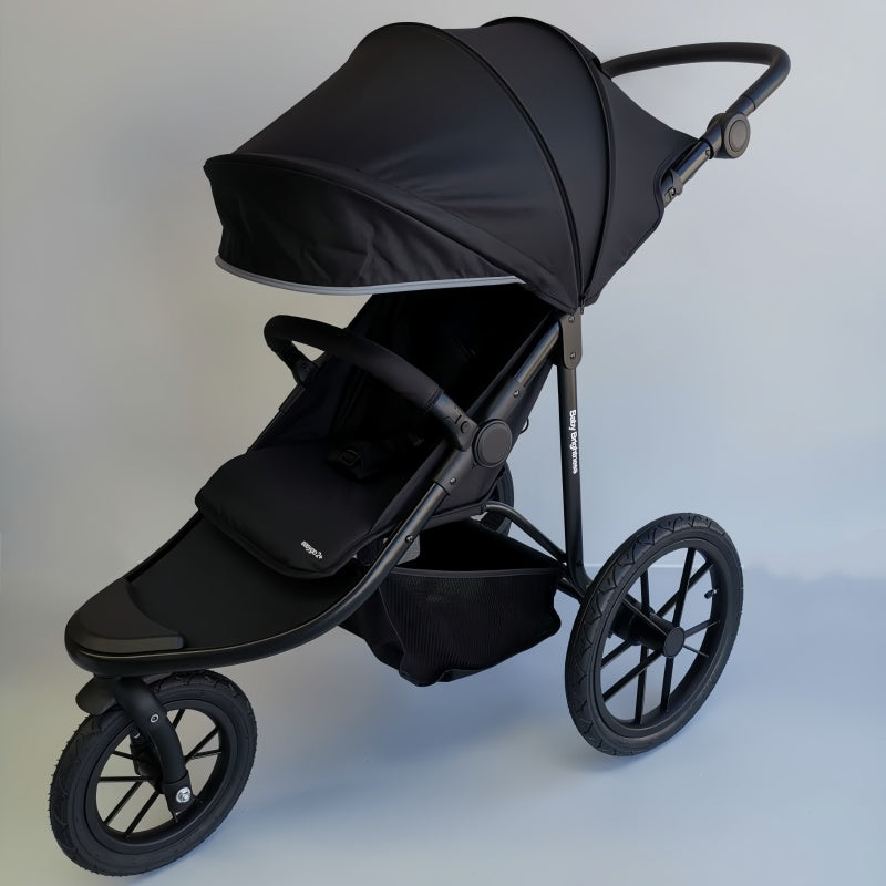 Newborn Pram – EasyGo 2+ Three Wheel Stroller with Car Seat (Black)