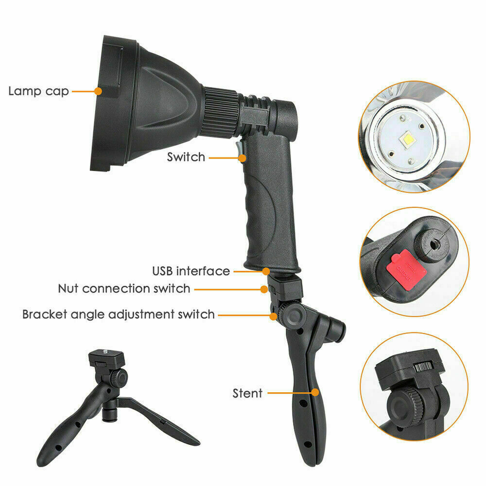 LED Handheld Spotlight Rechargeable Hunting Camping Flashlight