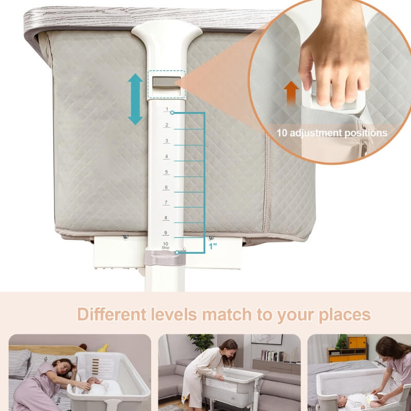 White Portable & Adjustable Electric Baby Crib/ Baby Bassinet Bedside Sleeper 2 Rocking Motion