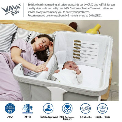 Portable & Adjustable Electric Baby Crib/ Baby Bassinet Bedside Sleeper 2 Rocking Motion With Storage