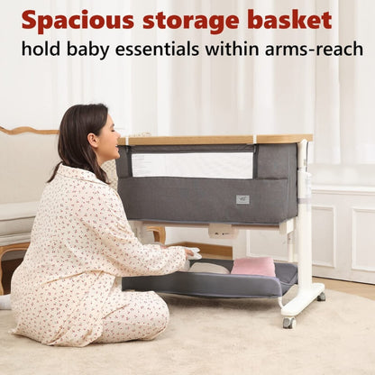 Portable & Adjustable Electric Baby Crib/ Baby Bassinet Bedside Sleeper 2 Rocking Motion With Storage