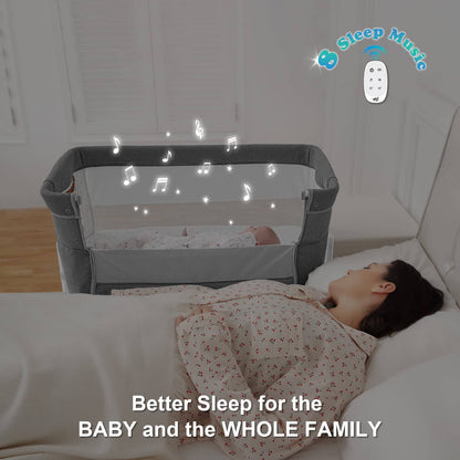 White Portable & Adjustable Electric Baby Crib/ Baby Bassinet Bedside Sleeper 2 Rocking Motion