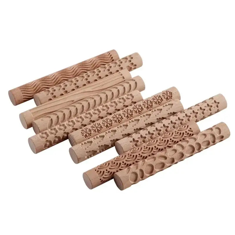 Embossed Wooden Rolling Pin for Clay & Pottery (different types available)