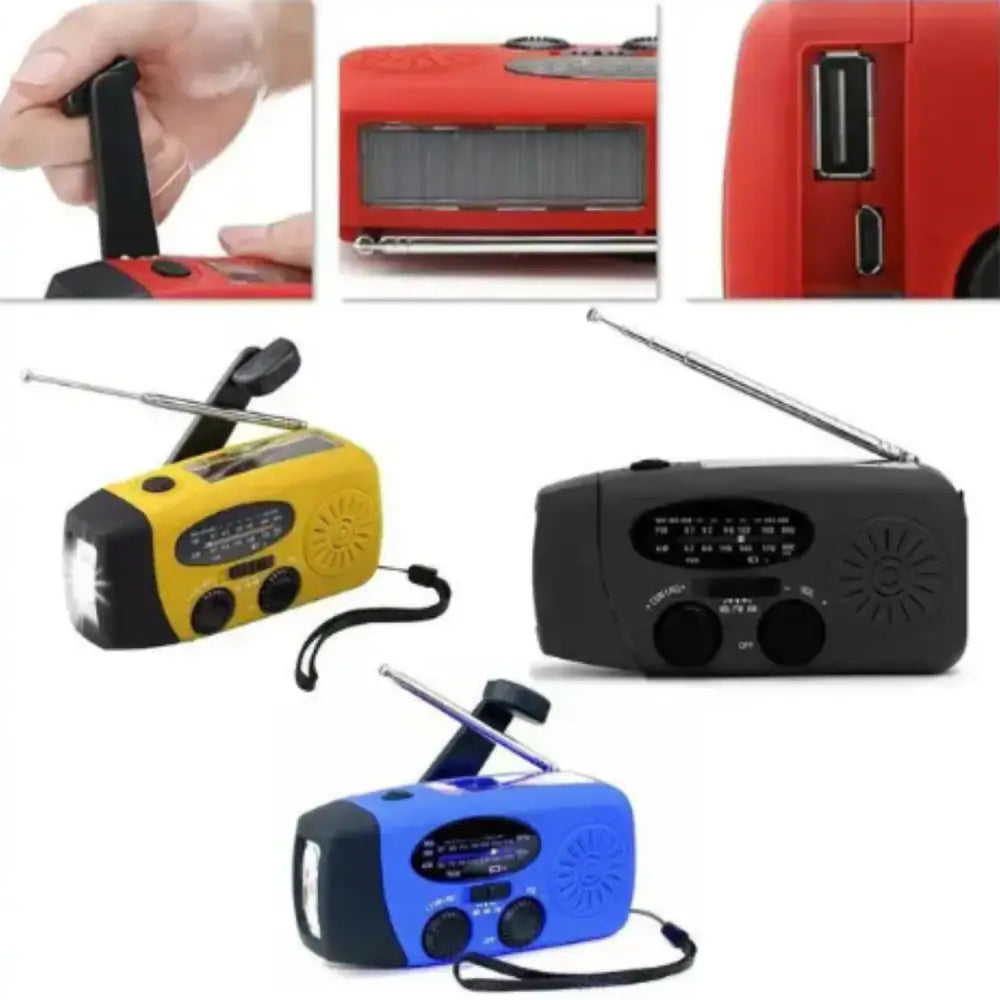 Emergency Solar Hand Crank Radio with Flashlight & Power Bank