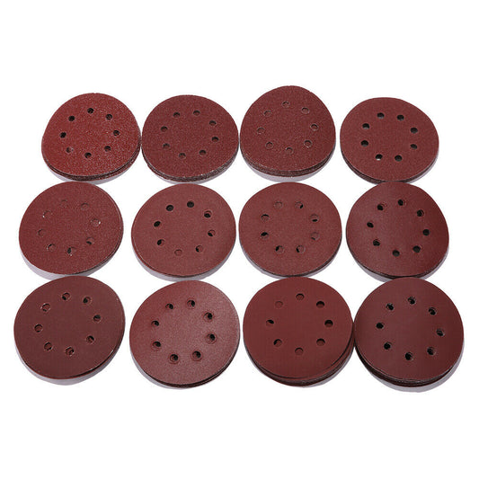 160PCS Sanding Discs 40-800 Grit Pads 125mm Hook&Loop 8 Hole Orbital Sandpaper - salelink.co.nz