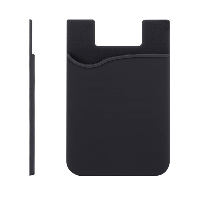 Black Silicone Credit Card Holder Pocket Case Sticker Phone - salelink.co.nz