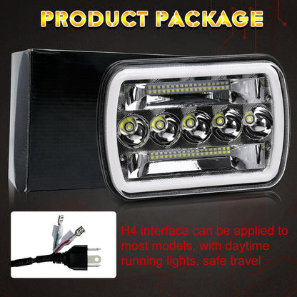 5x7" 7x6" Inch LED Headlights Hi/Lo Beam DRL For Toyota Hilux Jeep Truck 1 Pair