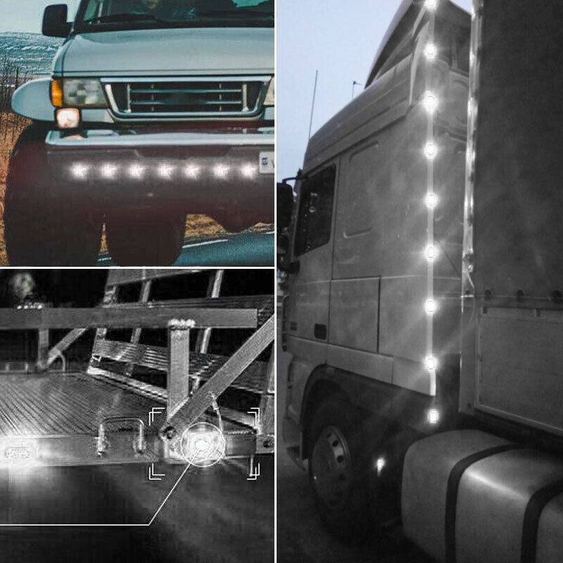10PCS LED Side Marker White Lights Indicators Trailer Truck RV 12V 24V - salelink.co.nz