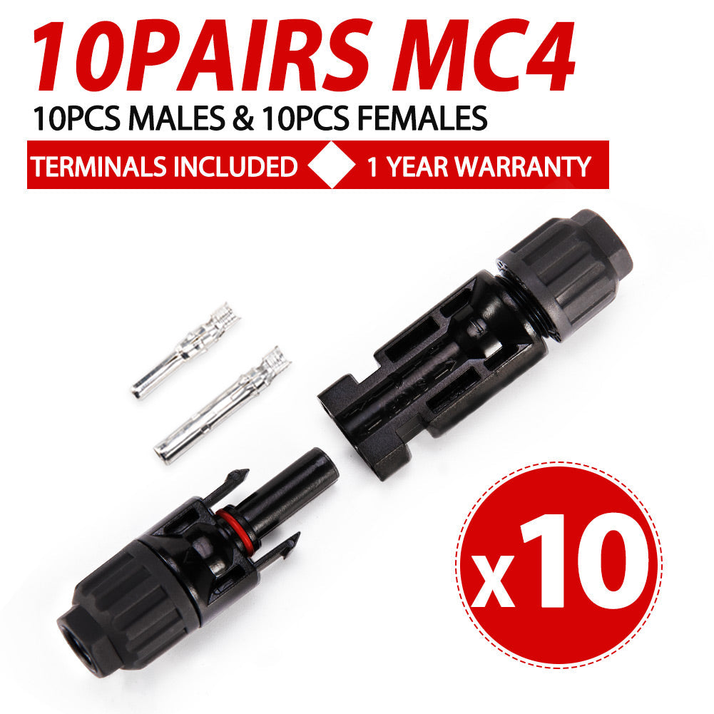 10 Pairs MC4 Connectors Solar Panel 30A Line Plug Socket Male &amp; Female PV IP67