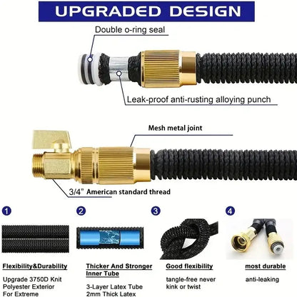 Expandable High-Pressure Garden Water Hose with 3/4" Bimetallic Joint (different sizes available)
