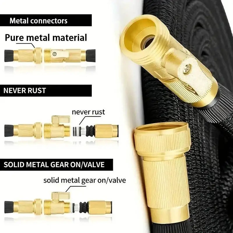 Expandable High-Pressure Garden Water Hose with 3/4" Bimetallic Joint (different sizes available)