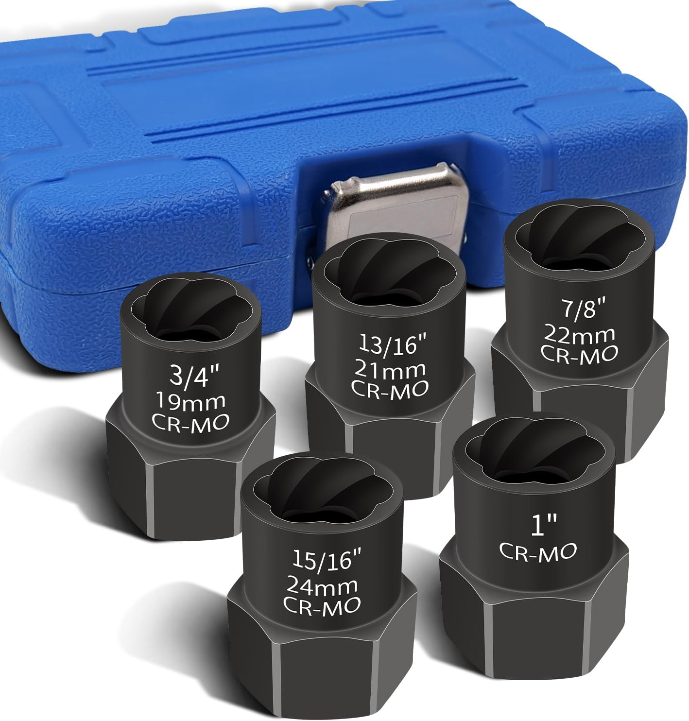 5 Piece Heavy Duty Bolt Extractor Set, Drive Impact Lug Nut Removal Tool