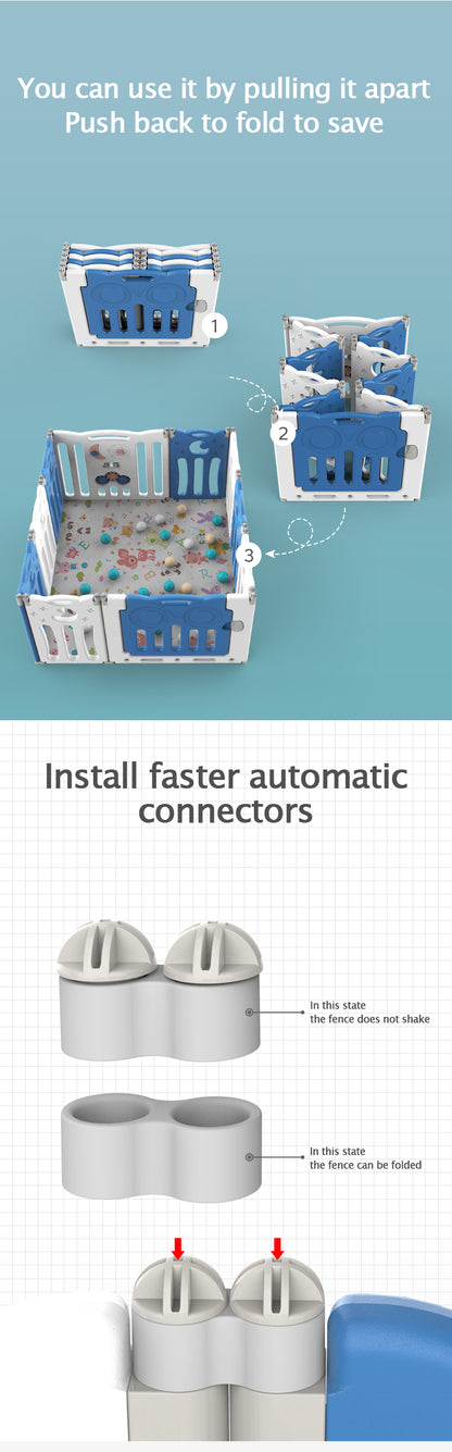 12+2 folding baby playpen Blue