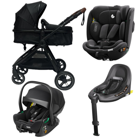 Pre-order Skyra 2-in-1 Newborn Pram & Bassinet Stroller + Reclining infant capsule + 360 car seat with Rotating ISOFIX Base (Black)