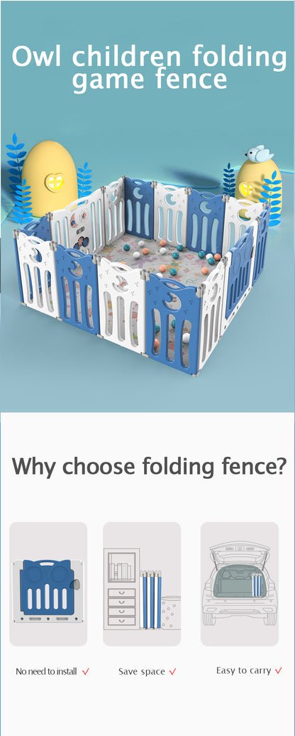 Foldable Baby Playpen 20 Panels – Blue Safety Play Fence for Babies