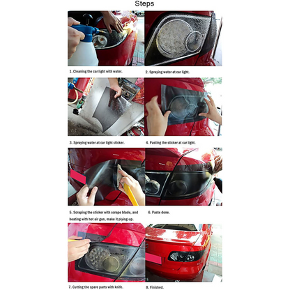 Car Headlight Tint Wrap Tail Fog Light Vinyl Wrap Kit 1Mx30CM - salelink.co.nz