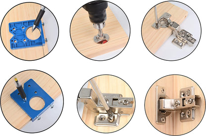 35mm Door Hinge Hole Saw Cutter Concealed Hinge Jig with Forstner Bits Positioner - salelink.co.nz
