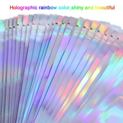 50pcs 18 x 26cm Holographic Ziplock Mylar Bags Aluminum Foil Resealable Valve Zipper Pouch