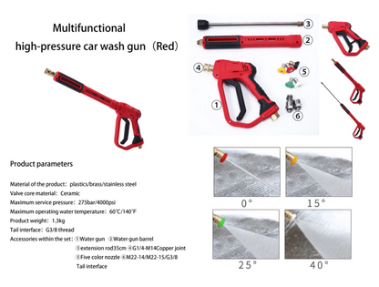 3 IN 1 High Pressure Washer Gun 4000PSI Power Washer Wand