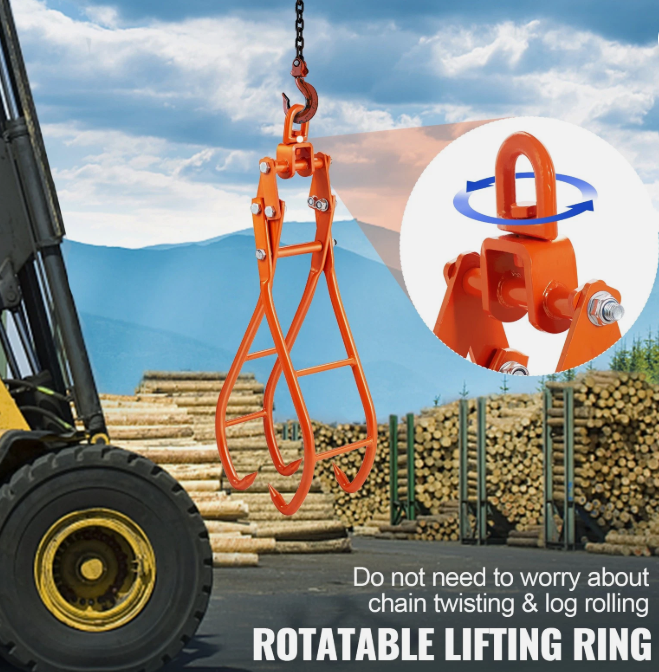28-Inch Timber Claw Hook with 4 Claws, Log Grapple, 1000kg Capacity