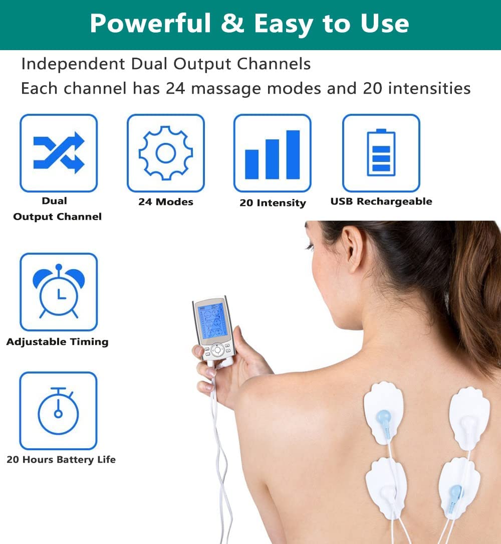 TENS Machine with 24 Massage Modes & 10 Pads - salelink.co.nz