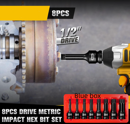 8PCS 1/2" Dr. Impact Bit Socket Hex 5-19mm