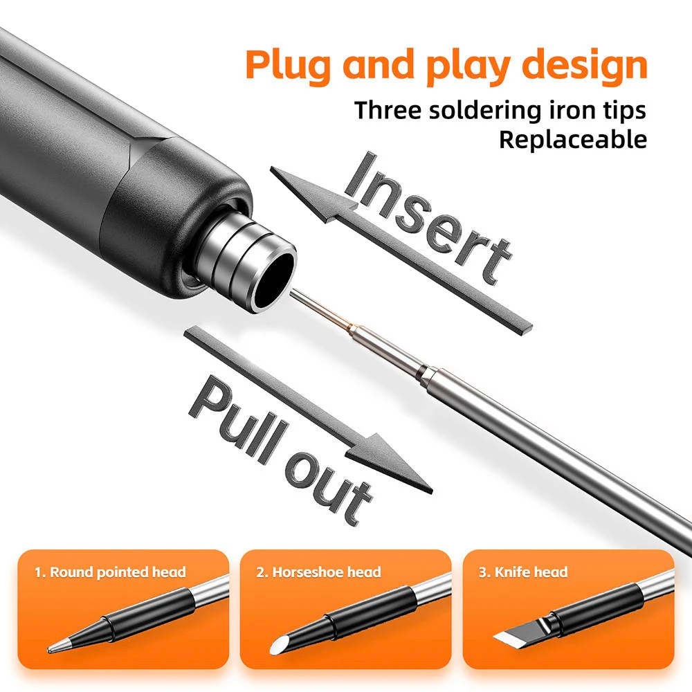 Cordless Usb Rechargeable Soldering Iron 5 Level Temperature Control