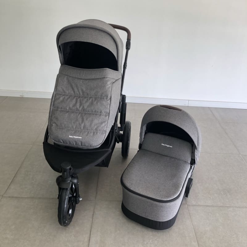 Newborn Pram – EasyGo 1+ Three Wheel Stroller with Carrycot and Car Seat (Grey)
