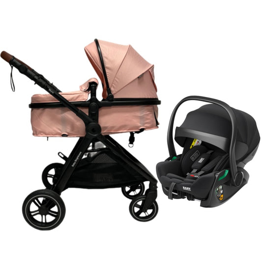 Pre-order Skyra 2-in-1 Newborn Pram & Bassinet Stroller and Reclining Car Seat (Pink)