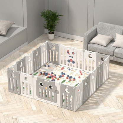 Foldable Baby Playpen 20 Panels – Grey Safety Play Fence for Babies