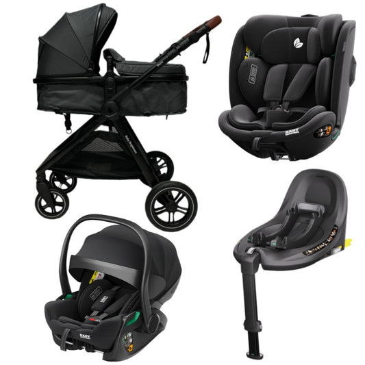 Pre-order Skyra 2-in-1 Newborn Pram & Bassinet Stroller + Reclining infant capsule + 360 car seat with Rotating ISOFIX Base (Grey)