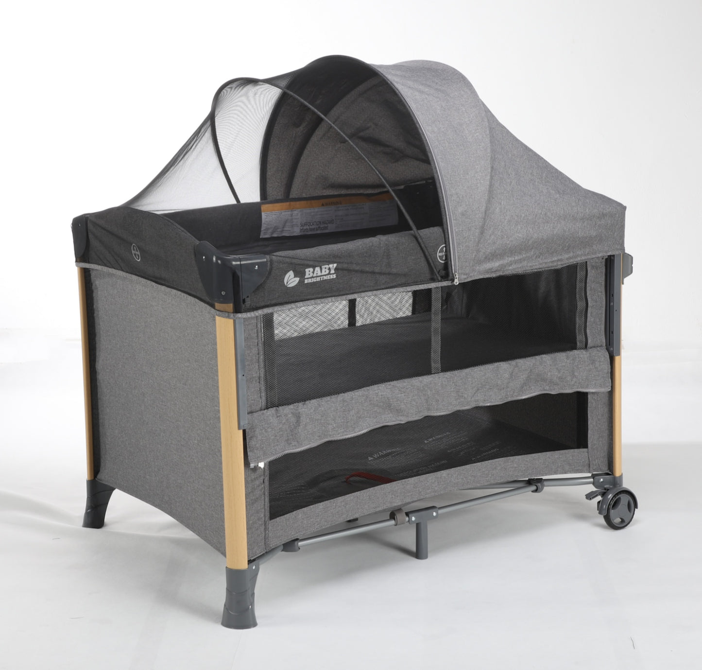 Baby Brightness 4 in 1  Baby Portacot Grey