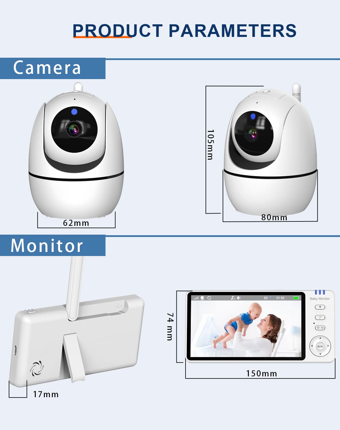 5”LCD HD Pan & Tilt Infrared Night Vision Baby Monitor - image 7