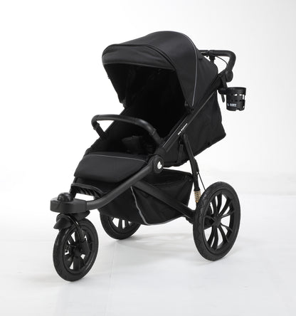 Hill All Terrain Jogging Baby Stroller with Car Seat (Black）