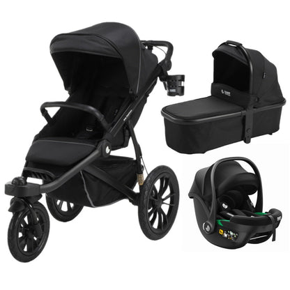 Pre-order Hill All Terrain Jogging Baby Stroller with Carrycot and Car Seat (Black）