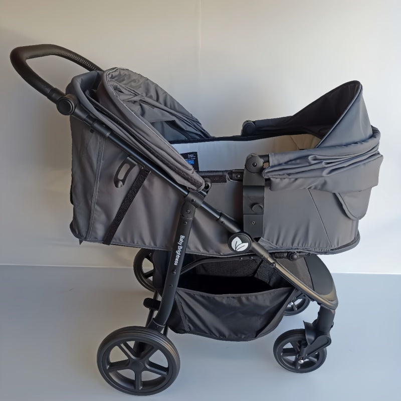 Newborn Pram – Poplar Stroller with Carrycot, Car Seat and Rotating ISOFIX Base (Black)