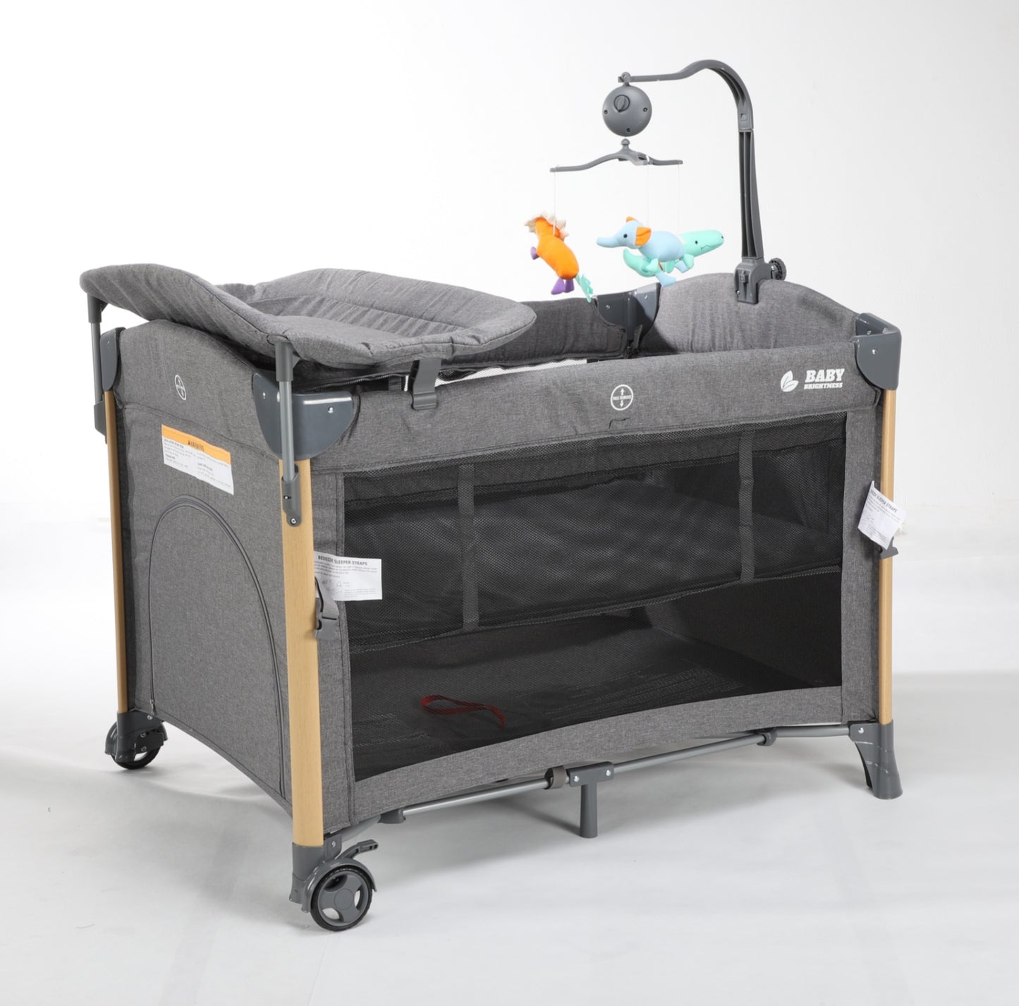 Baby Brightness 4 in 1  Baby Portacot Grey