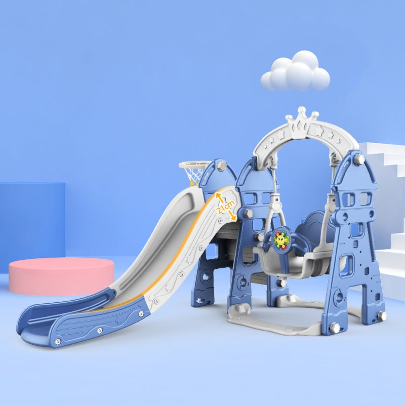 Kids swing and slide set Castle Blue