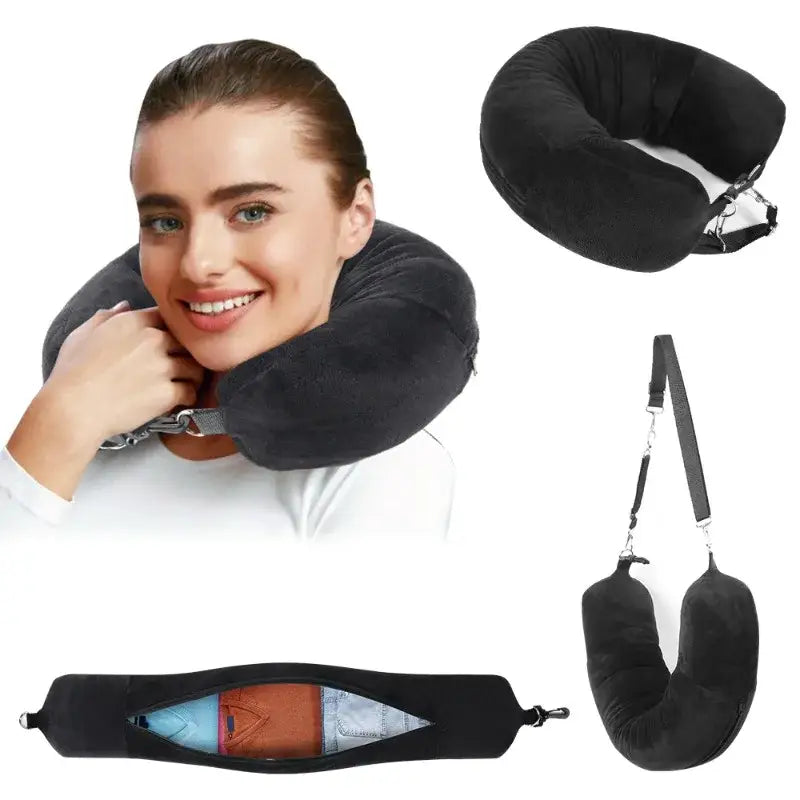 Fillable U-Shaped Travel Neck Pillow (available in 3 colours)