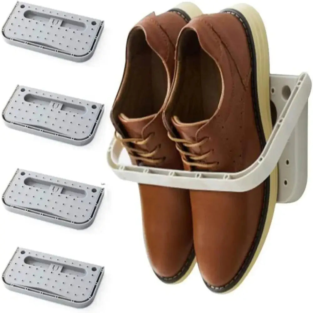 Folding Wall-Mount Shoe Organizer Rack (4PCS)