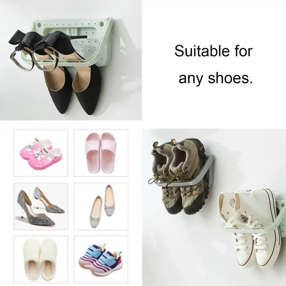 Folding Wall-Mount Shoe Organizer Rack (4PCS)