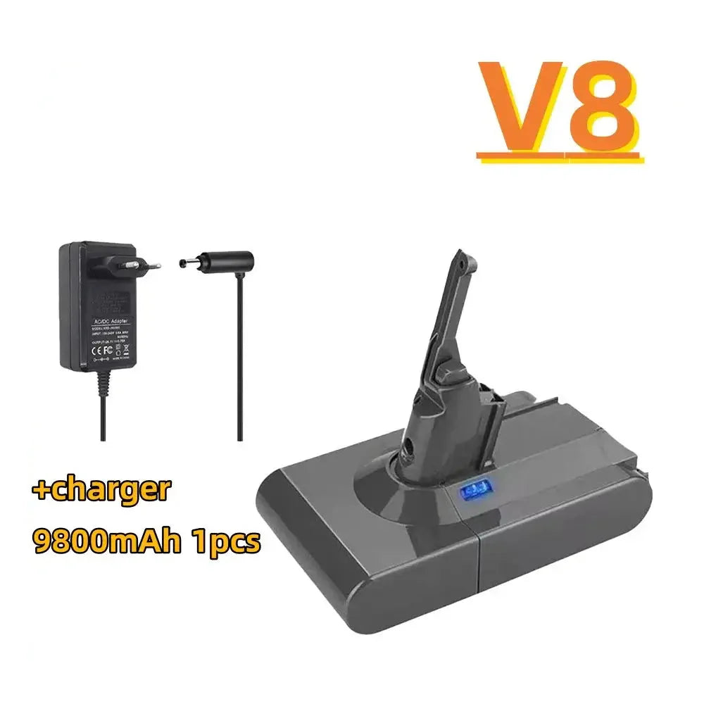 21.6V Replacement Battery & Charger for V6–V8 A/B Type Vacuum Cleaners