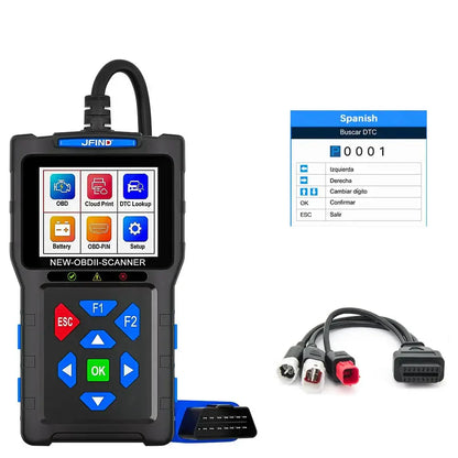 3-in-1 OBD2 Scanner & Battery Tester for Yamaha & Honda Vehicles